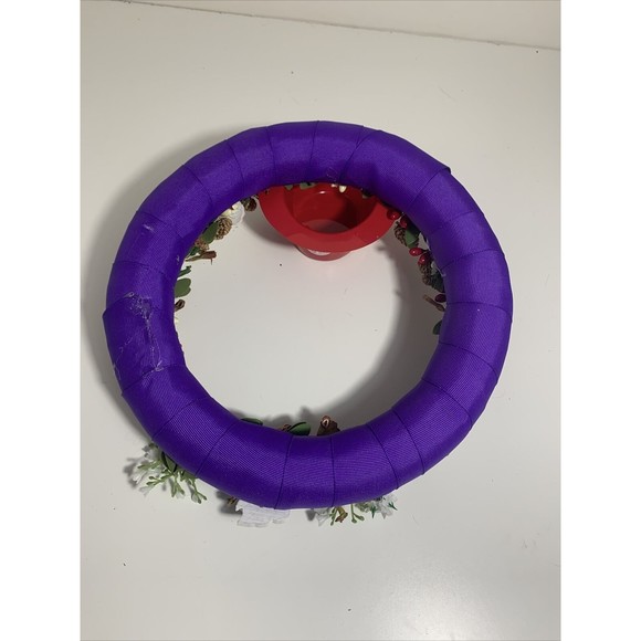 Red Hat Society Handmade One of a Kind Christmas Wreath 10"x 10" - Picture 9 of 10